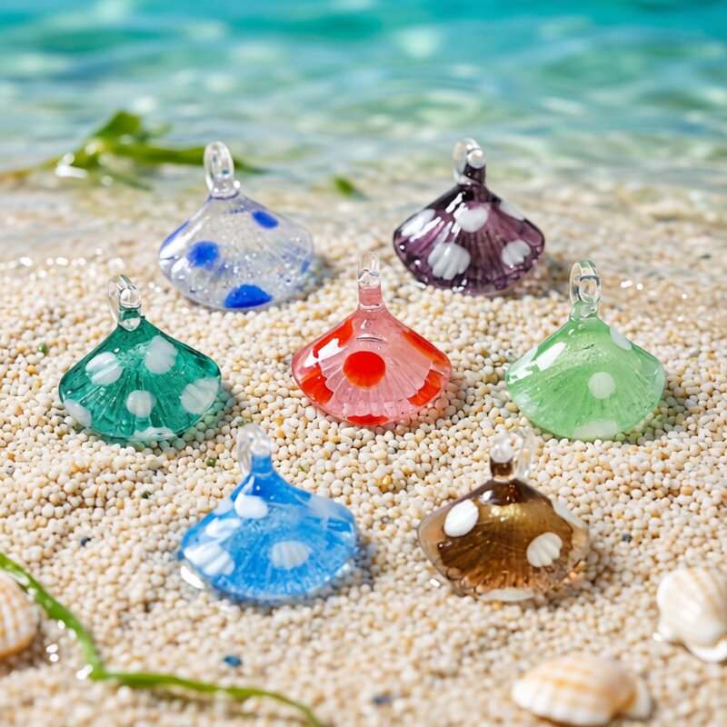 Aquarium Marine Color - Pendentif en verre miniature coquillage coloré,